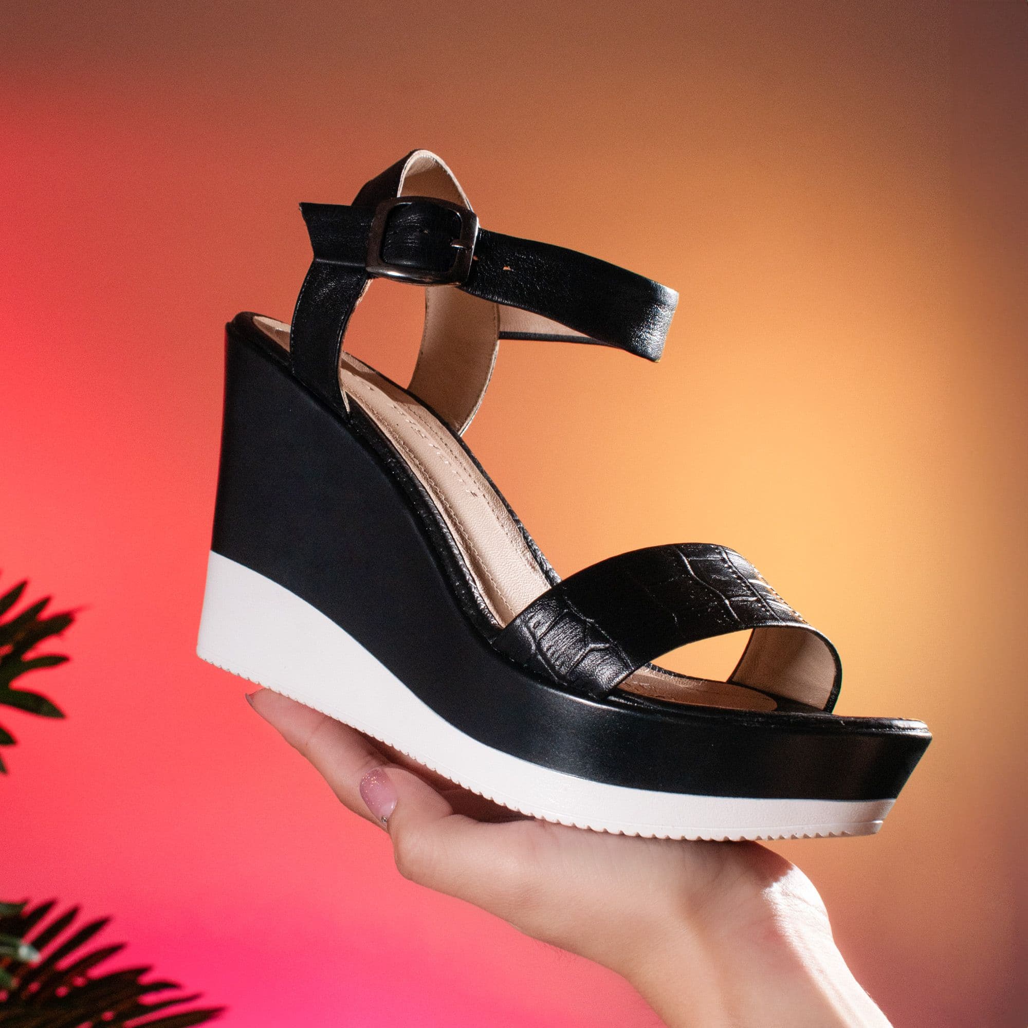 Black Wedge Sandal