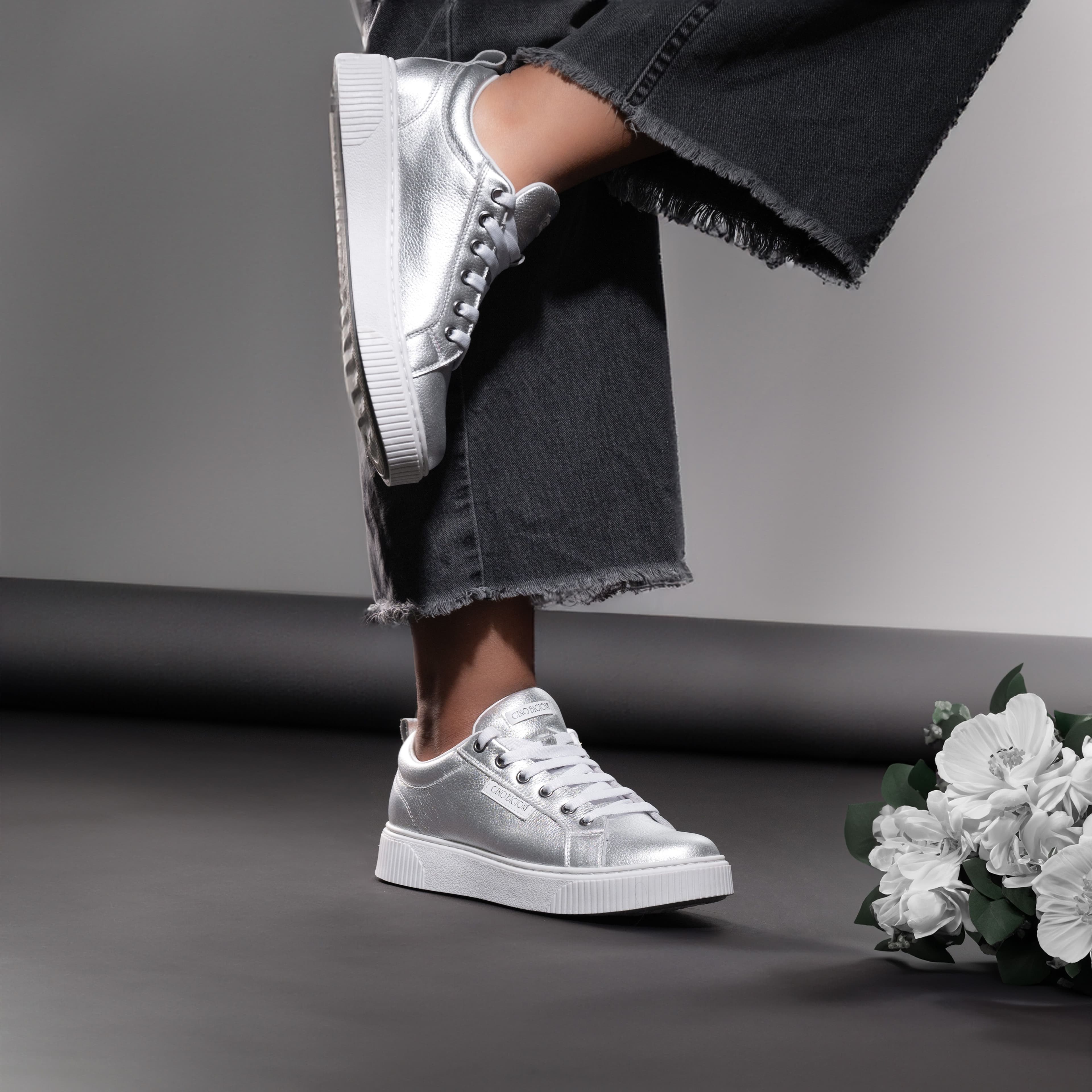 Silver Modern Sneakers